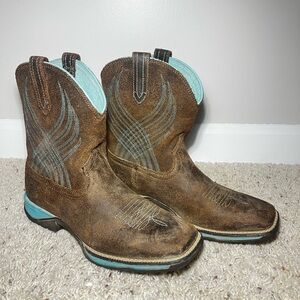 Ariat Women's Distressed Brown and Teal Western Boots